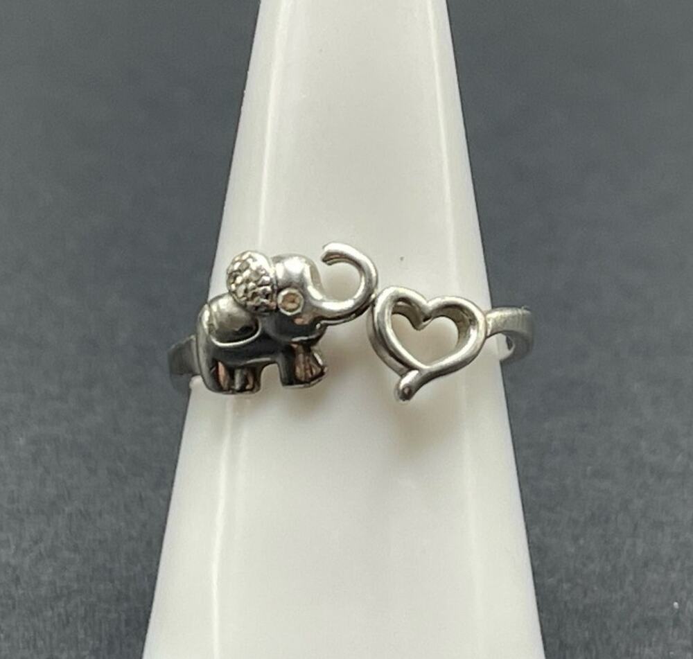 Always in My Heart Ring Elephant Love Heart Band Size 8 Sterling Silver 925